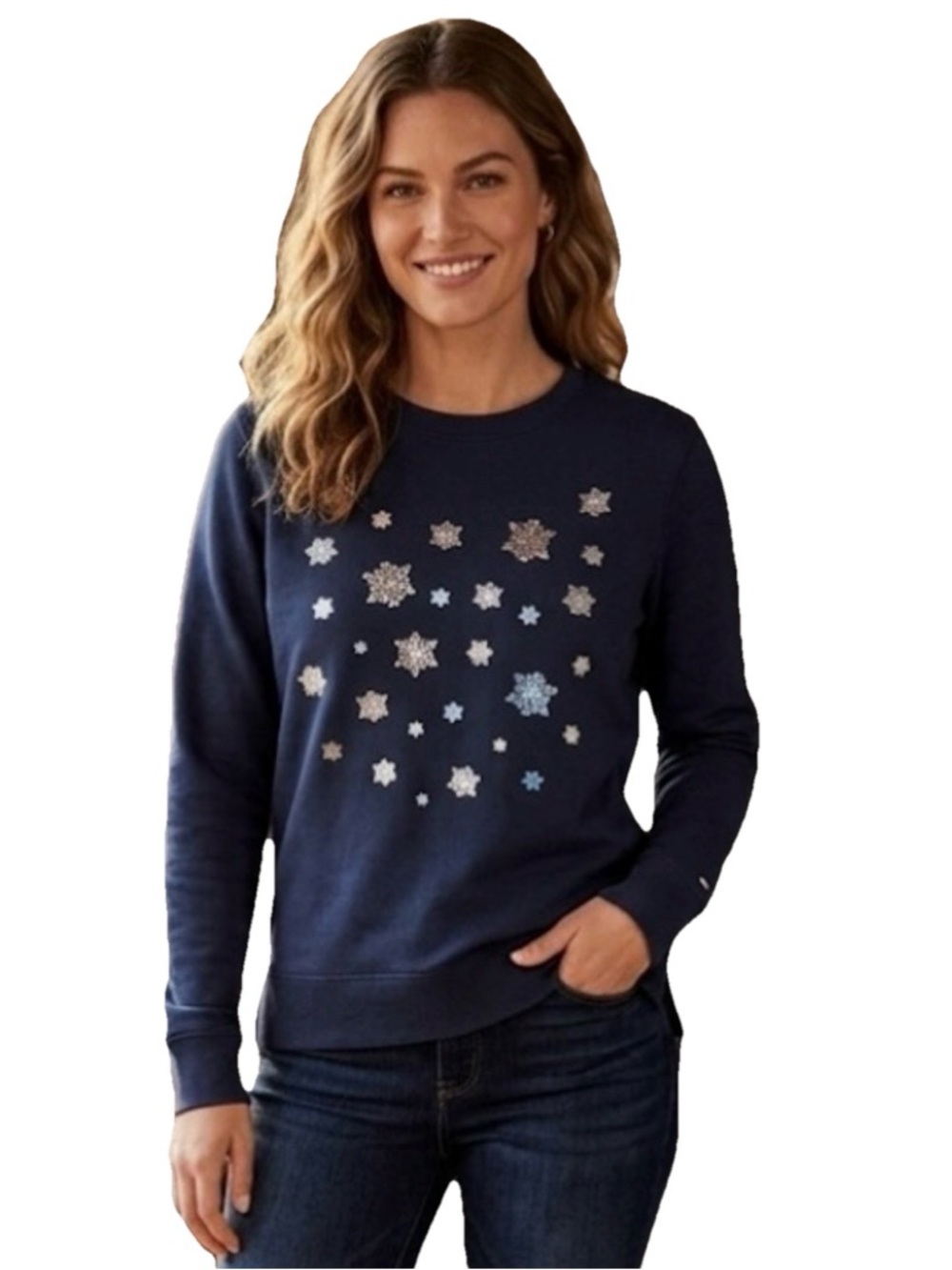 Sol Angeles Stars Women’s Blue Crewneck Sweater Size Small